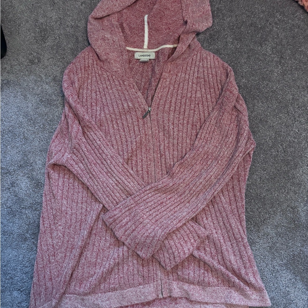 Lands' End Pink Hooded Women's Cardigan